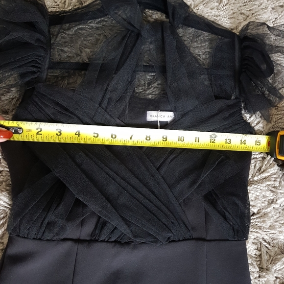 NWT Bianca and Bridgett "Jade" Elegant Midi Black Dress with Tulle Detail - Picture 14 of 16